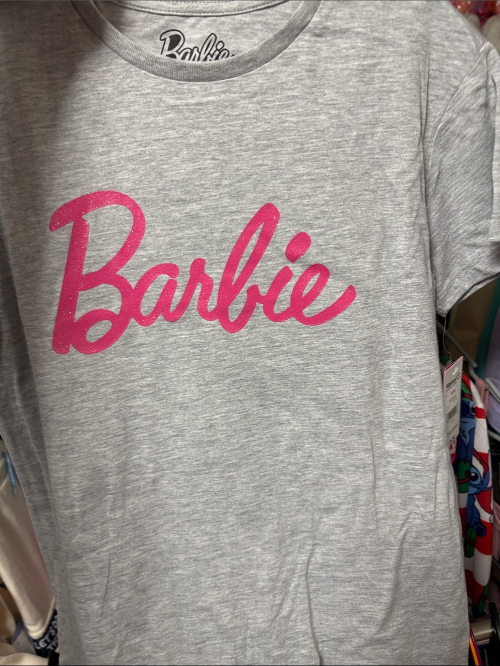 Barbie Gray Tee with Bright Pink Script